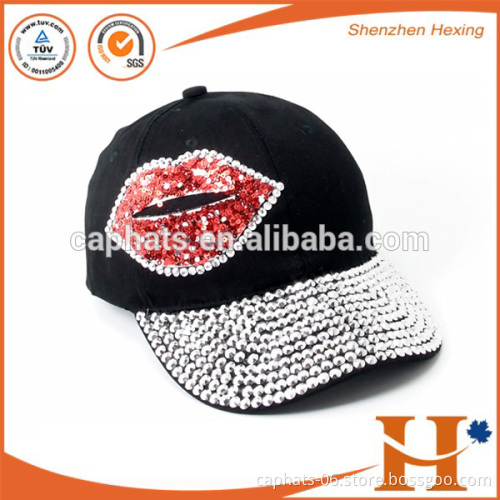 High quality cotton women's bling hat sparkly baseball truck cap for sale custom logo